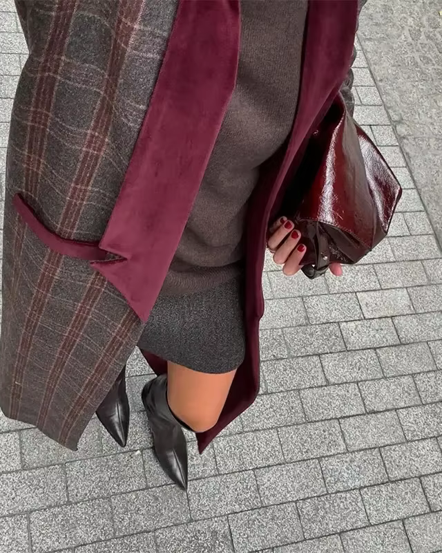 EMMA™ | Manteau Long à Carreaux